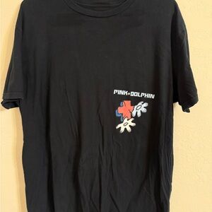 Pink Dolphin Black Tee with Colorful Graphic